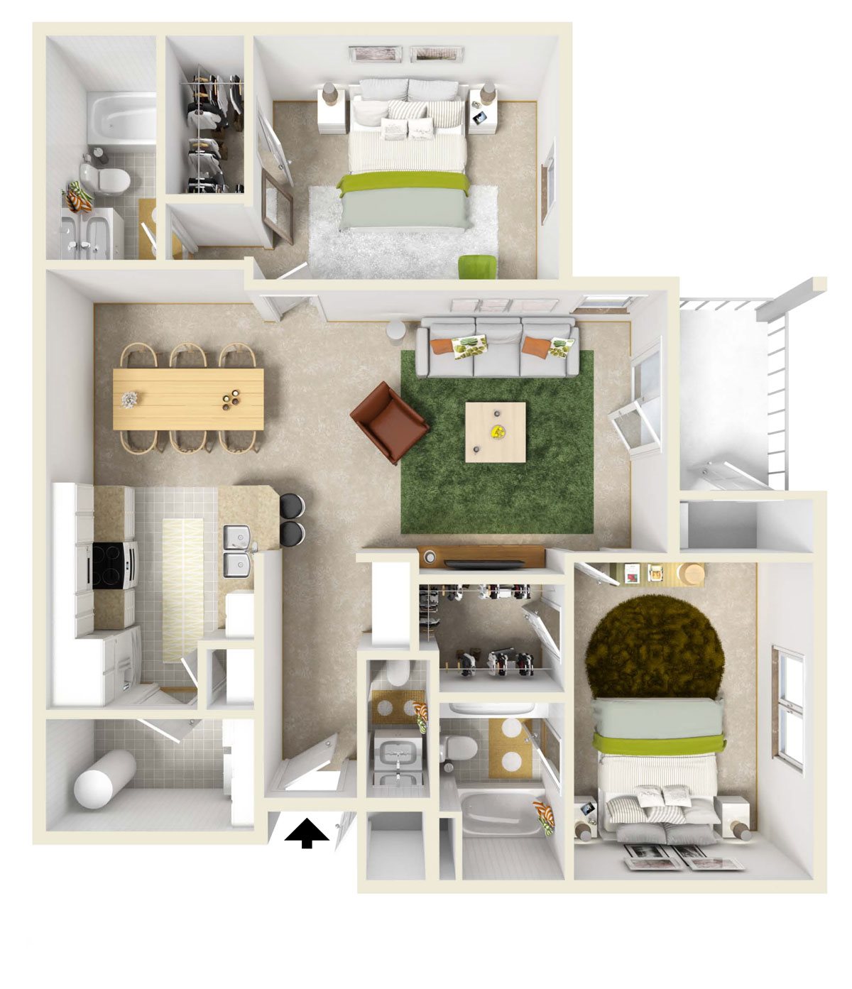 Two Bedroom Two & Half Bath